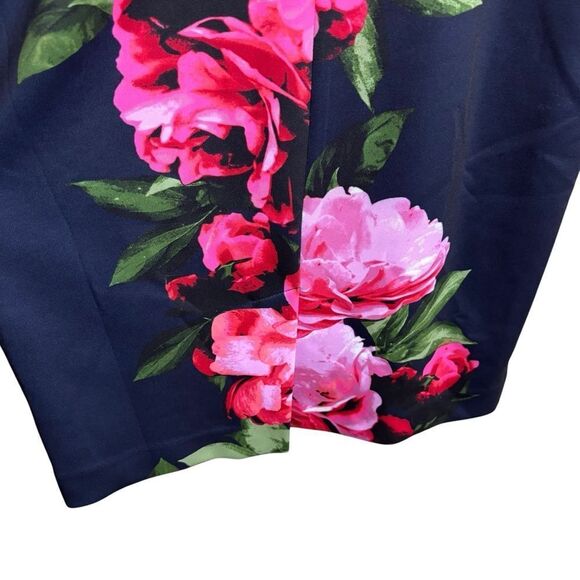 Vince Camuto Navy & Pink Floral Sheath Dress Knee Length Size 6 NEW Office Work - Picture 7 of 16